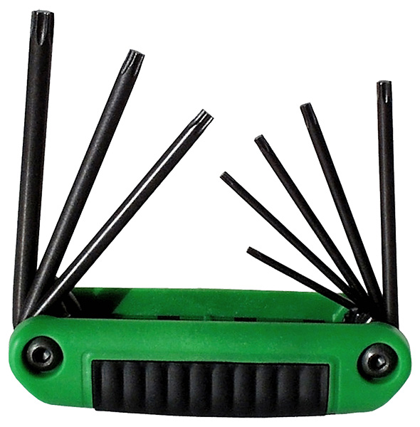 Picture of Brighton Best 529306 7 Key 4" Fold Up (Torx) T10-T40 Hex Key Sets Alloy 8650 (U.S.A.)